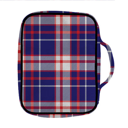 USA Patriotic Plaid Print Front Pocket Bible Bag