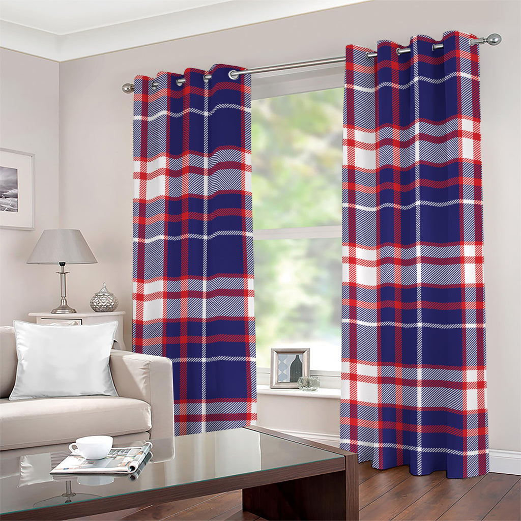 USA Patriotic Plaid Print Grommet Curtains