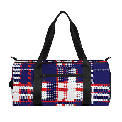 USA Patriotic Plaid Print Gym Bag