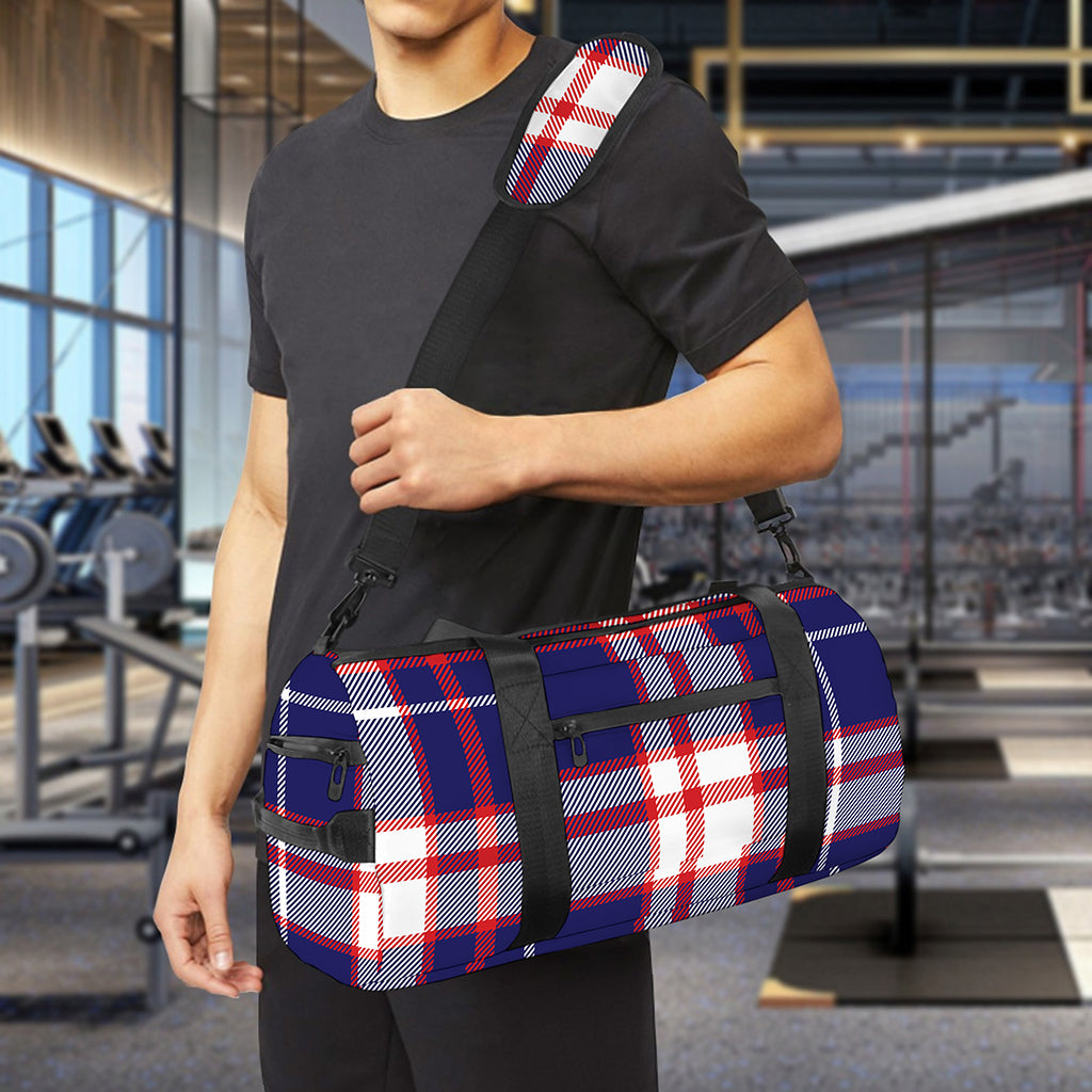 USA Patriotic Plaid Print Gym Bag