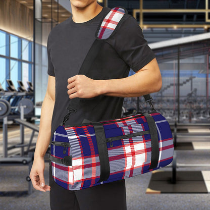 USA Patriotic Plaid Print Gym Bag