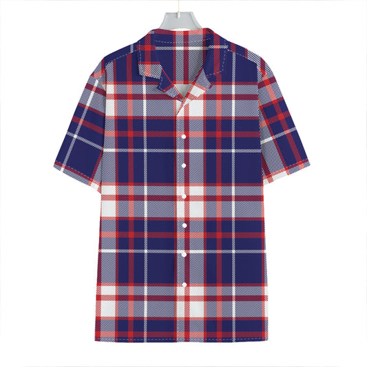 USA Patriotic Plaid Print Hawaiian Shirt