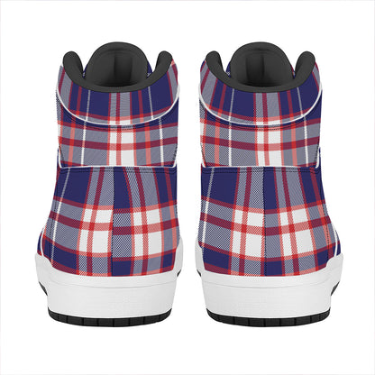 USA Patriotic Plaid Print High Top Leather Sneakers