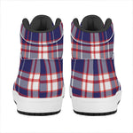 USA Patriotic Plaid Print High Top Leather Sneakers