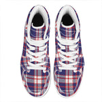 USA Patriotic Plaid Print High Top Leather Sneakers