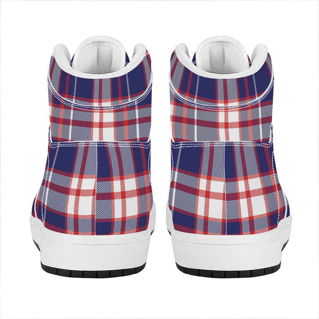 USA Patriotic Plaid Print High Top Leather Sneakers