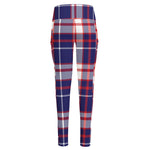 USA Patriotic Plaid Print High-Waisted Pocket Leggings