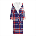 USA Patriotic Plaid Print Hooded Bathrobe