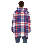 USA Patriotic Plaid Print Hoodie Blanket