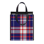 USA Patriotic Plaid Print Insulated Lunch Tote