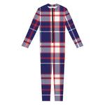 USA Patriotic Plaid Print Jumpsuit