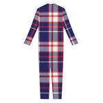 USA Patriotic Plaid Print Jumpsuit