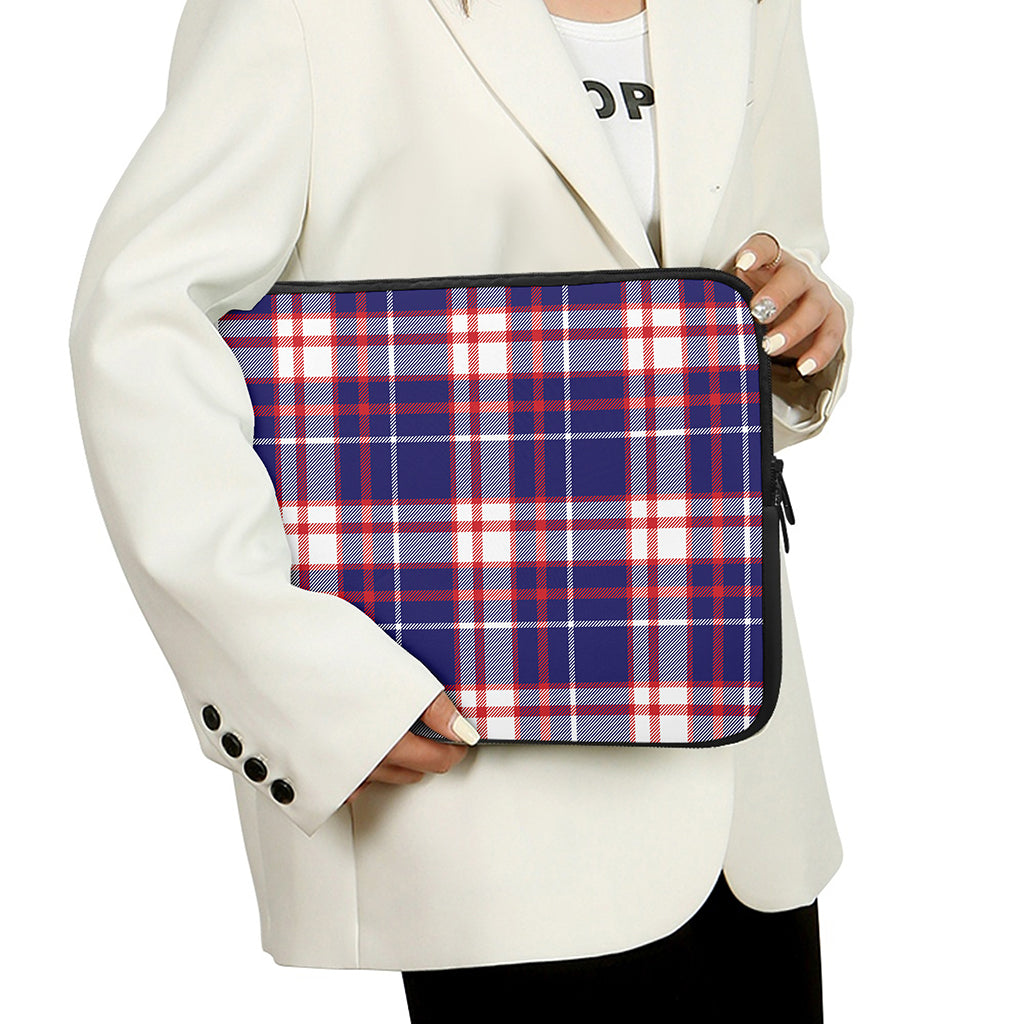 USA Patriotic Plaid Print Laptop Sleeve