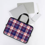 USA Patriotic Plaid Print Laptop Sleeve With Handle