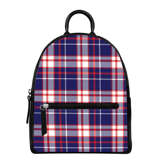 USA Patriotic Plaid Print Leather Backpack