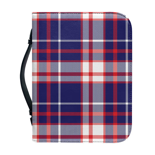 USA Patriotic Plaid Print Leather Bible Cover