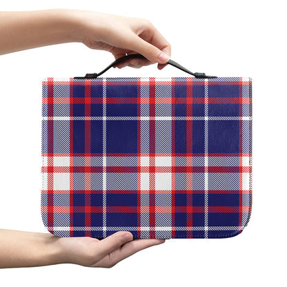 USA Patriotic Plaid Print Leather Bible Cover