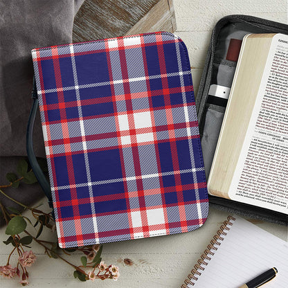 USA Patriotic Plaid Print Leather Bible Cover