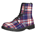 USA Patriotic Plaid Print Lace-Up Boots