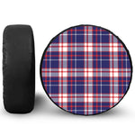 USA Patriotic Plaid Print Leather Spare Tire Cover