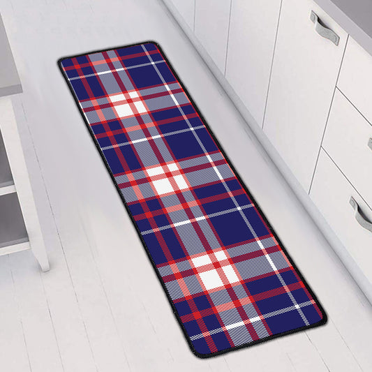 USA Patriotic Plaid Print Long Kitchen Mat