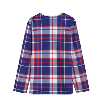 USA Patriotic Plaid Print Long Sleeve Short Coat