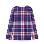 USA Patriotic Plaid Print Long Sleeve Short Coat