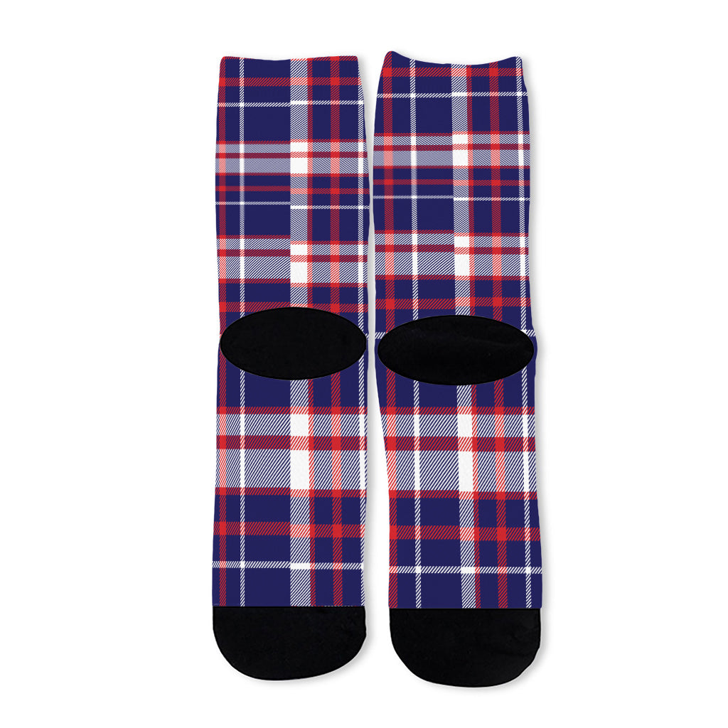 USA Patriotic Plaid Print Long Socks