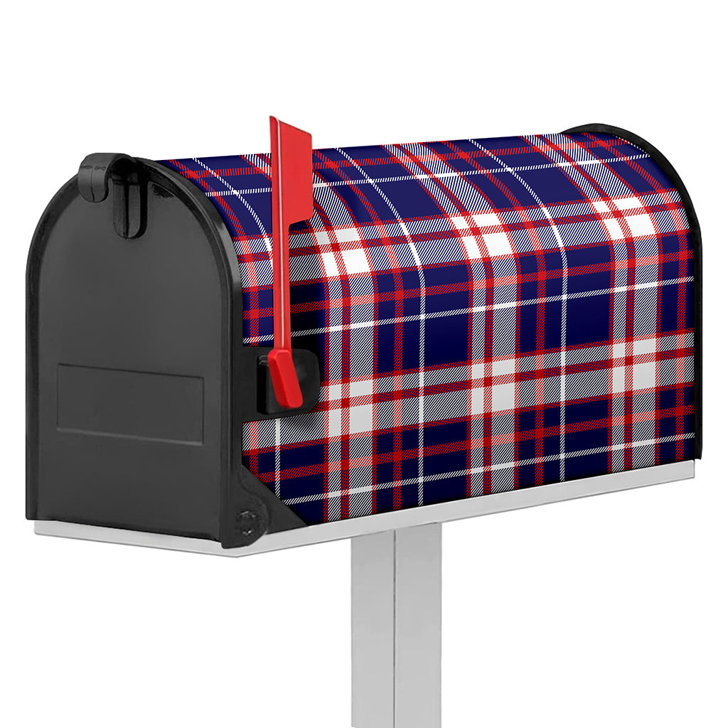 USA Patriotic Plaid Print Mailbox Cover