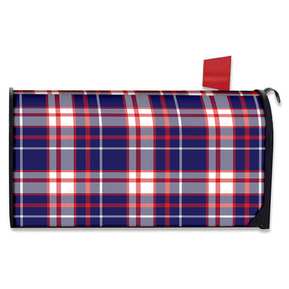 USA Patriotic Plaid Print Mailbox Cover