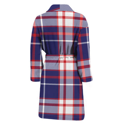 USA Patriotic Plaid Print Men's Bathrobe