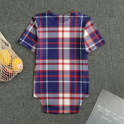 USA Patriotic Plaid Print Men's Bodysuit