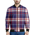 USA Patriotic Plaid Print Men's Bomber Jacket