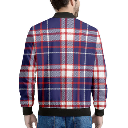 USA Patriotic Plaid Print Men's Bomber Jacket