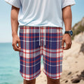 USA Patriotic Plaid Print Men's Cargo Shorts
