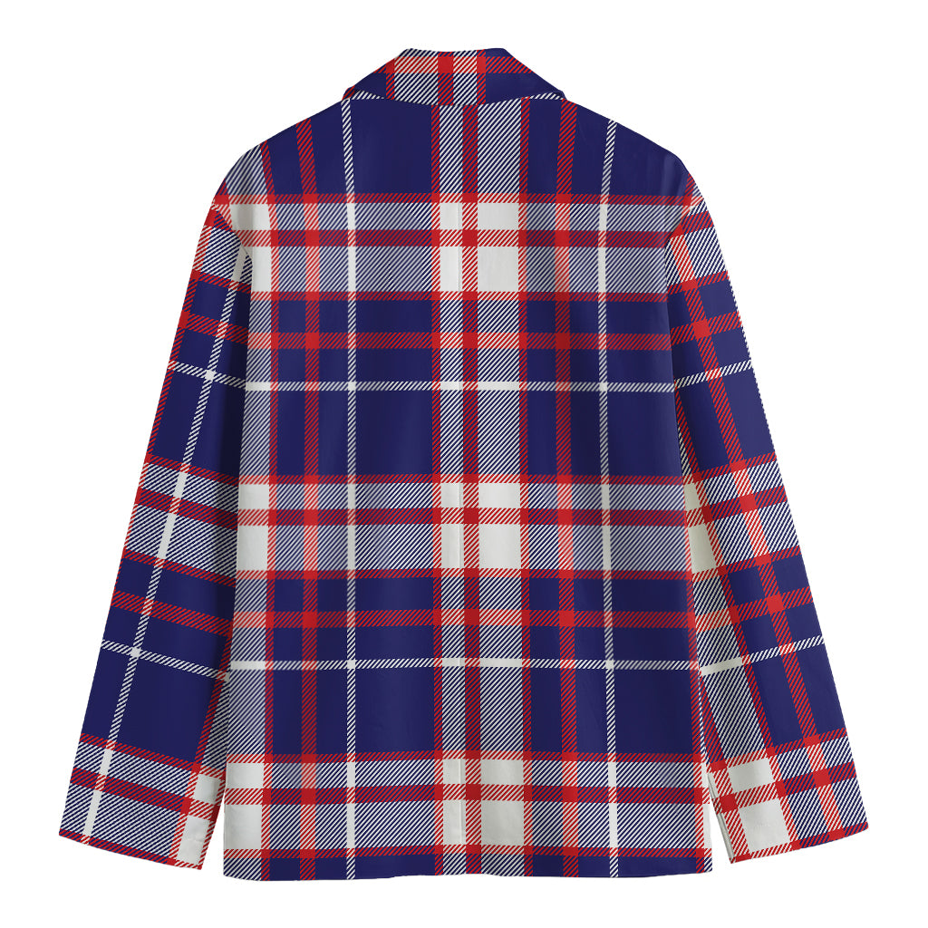 USA Patriotic Plaid Print Men's Cotton Blazer