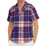 USA Patriotic Plaid Print Men's Deep V-Neck Shirt