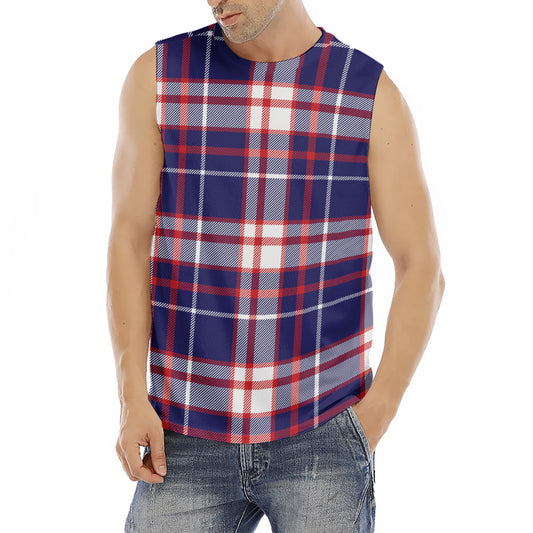 USA Patriotic Plaid Print Men's Fitness Tank Top