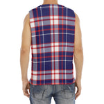 USA Patriotic Plaid Print Men's Fitness Tank Top