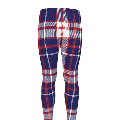 USA Patriotic Plaid Print Men's leggings