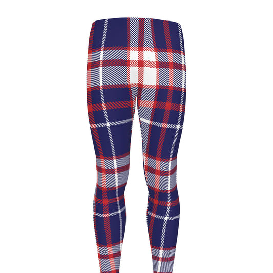 USA Patriotic Plaid Print Men's leggings