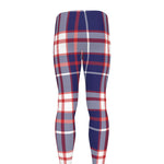 USA Patriotic Plaid Print Men's leggings