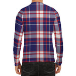 USA Patriotic Plaid Print Men's Long Sleeve Rash Guard