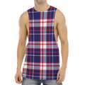 USA Patriotic Plaid Print Men's Muscle Tank Top