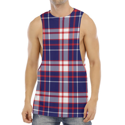 USA Patriotic Plaid Print Men's Muscle Tank Top