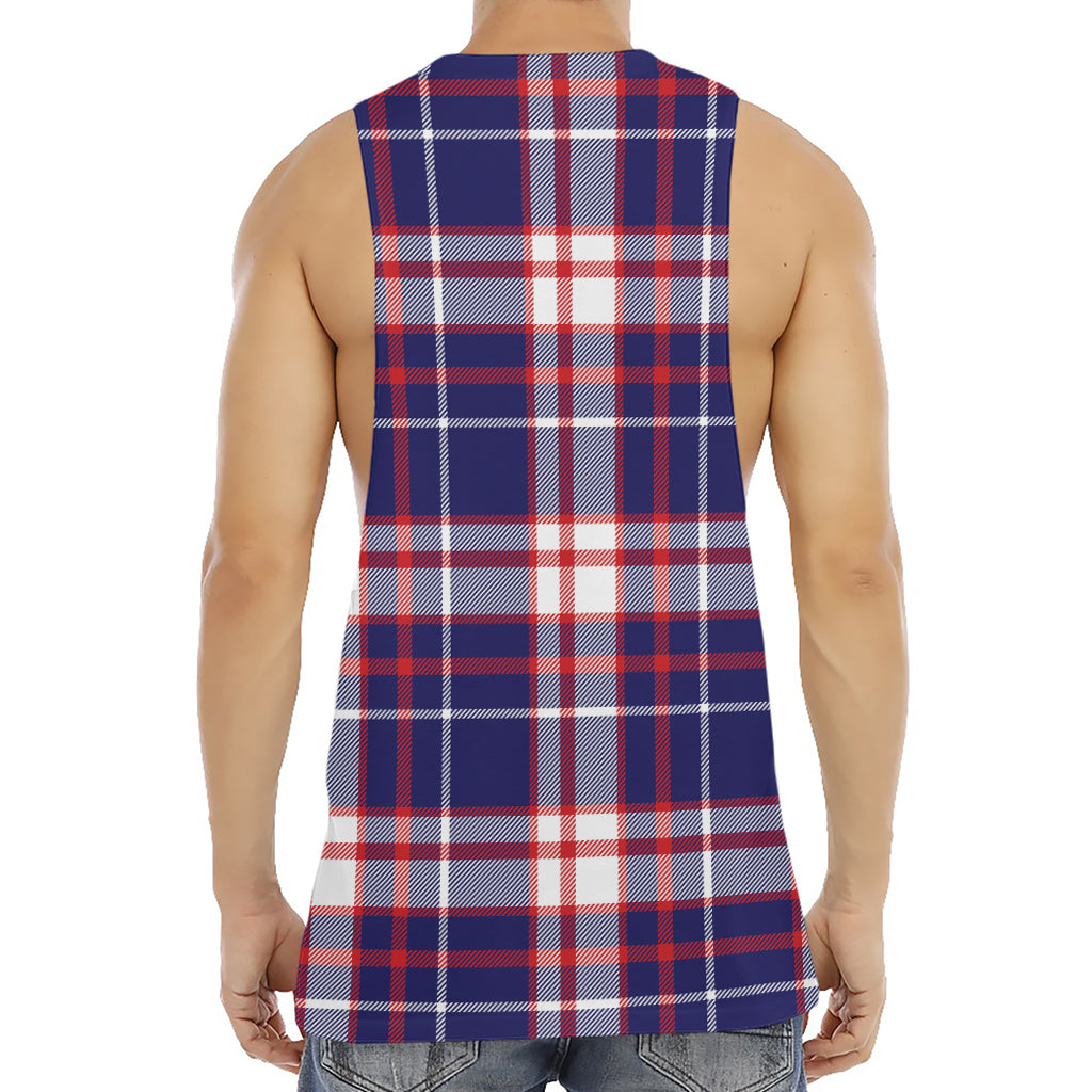 USA Patriotic Plaid Print Men's Muscle Tank Top
