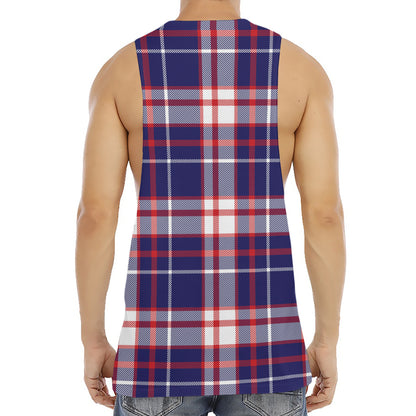 USA Patriotic Plaid Print Men's Muscle Tank Top