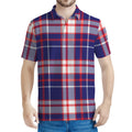 USA Patriotic Plaid Print Men's Polo Shirt