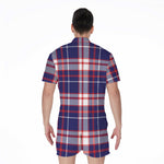 USA Patriotic Plaid Print Men's Rompers