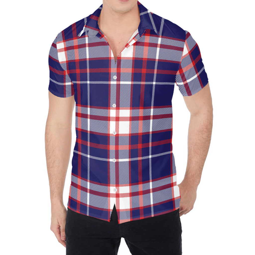 USA Patriotic Plaid Print Men's Shirt